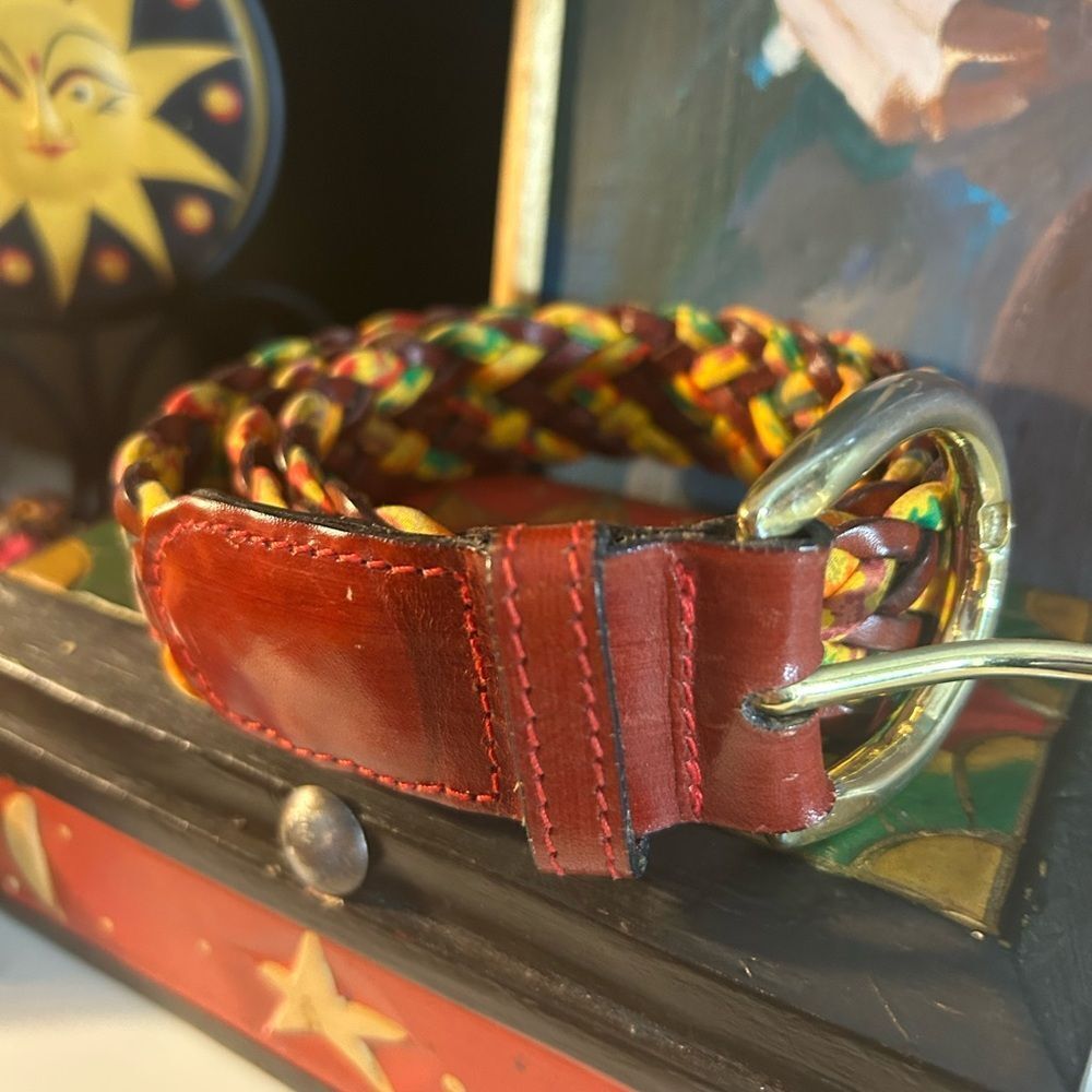 Escada Colorful Braided Belt with Gold Buckle Made in Italy 42 - Picture 3 of 15